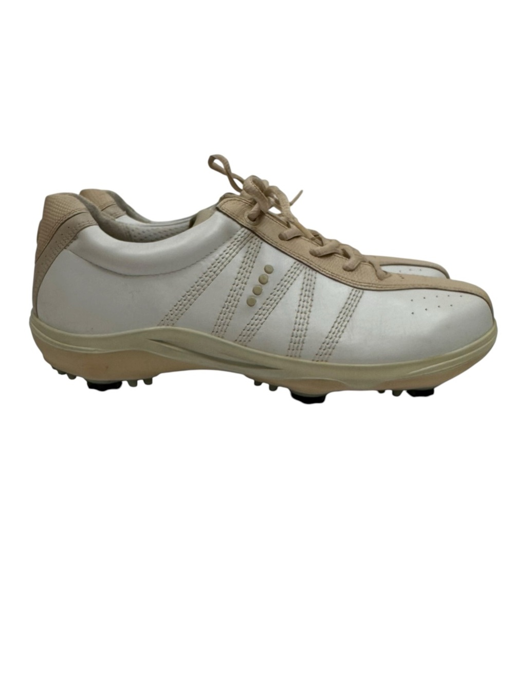 Ecco Comfort Swing Gtx White Tan Leather Athletic Golf Shoes Size 41 US 7-7.5